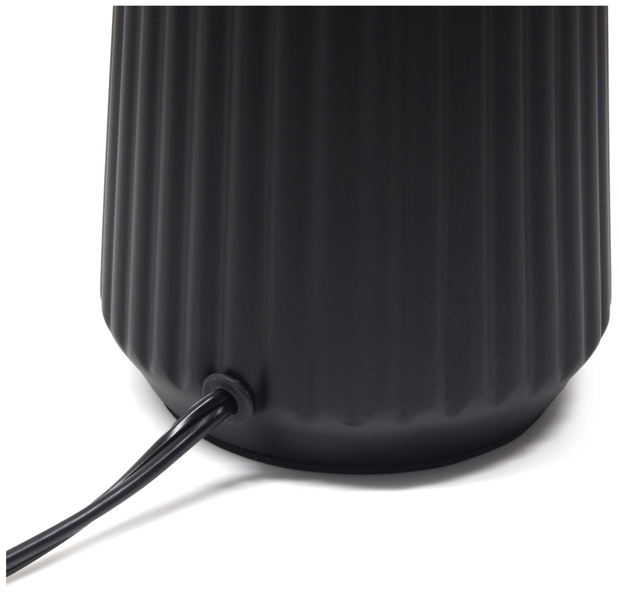 Simple Designs 15.94" Glow & Flow Grooved Tb Lamp, Mono Fabric Shade, Black