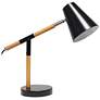 Simple Designs 15 1/2" Black and Wood Adjustable Desk Lamp