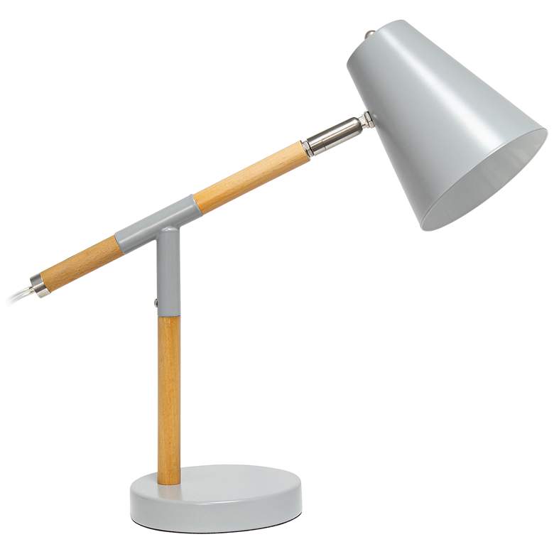 Image 2 Simple Designs 15 1/2" Gray and Wood Adjustable Desk Lamp