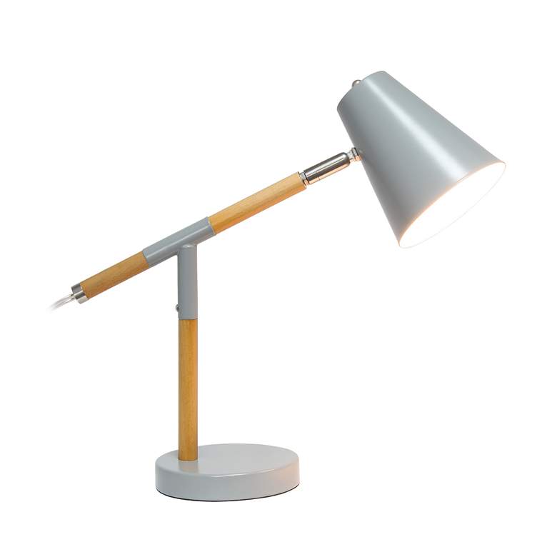 Image 3 Simple Designs 15 1/2" Gray and Wood Adjustable Desk Lamp more views