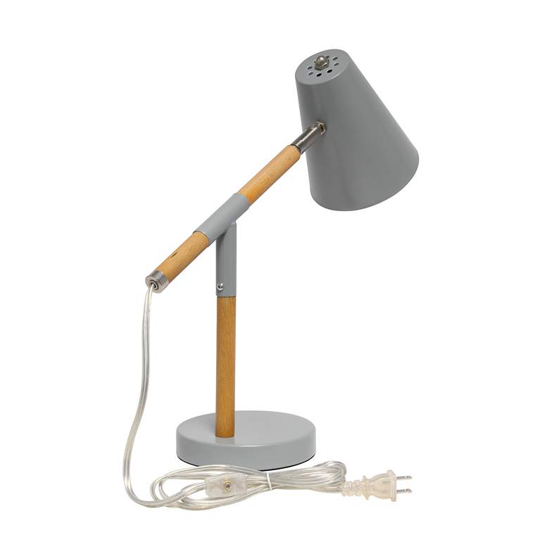 Image 6 Simple Designs 15 1/2" Gray and Wood Adjustable Desk Lamp more views