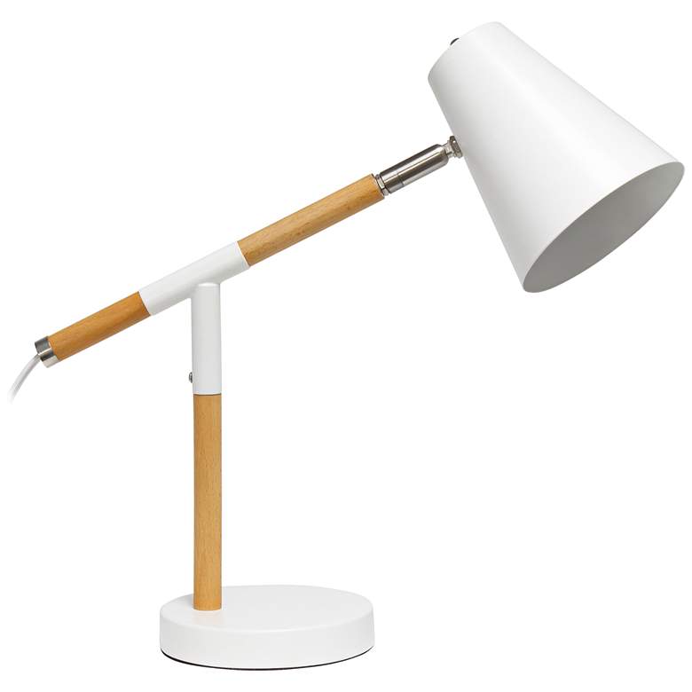 Image 2 Simple Designs 15 1/2" White and Wood Adjustable Desk Lamp