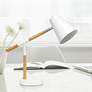 Simple Designs 15 1/2" White and Wood Adjustable Desk Lamp