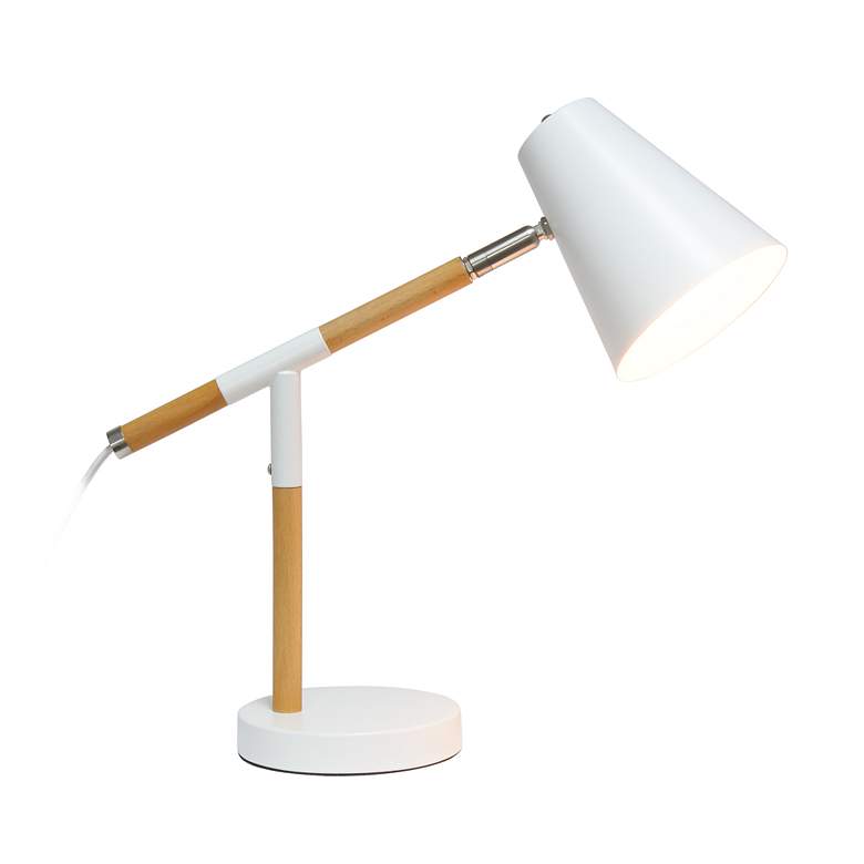 Image 3 Simple Designs 15 1/2" White and Wood Adjustable Desk Lamp more views