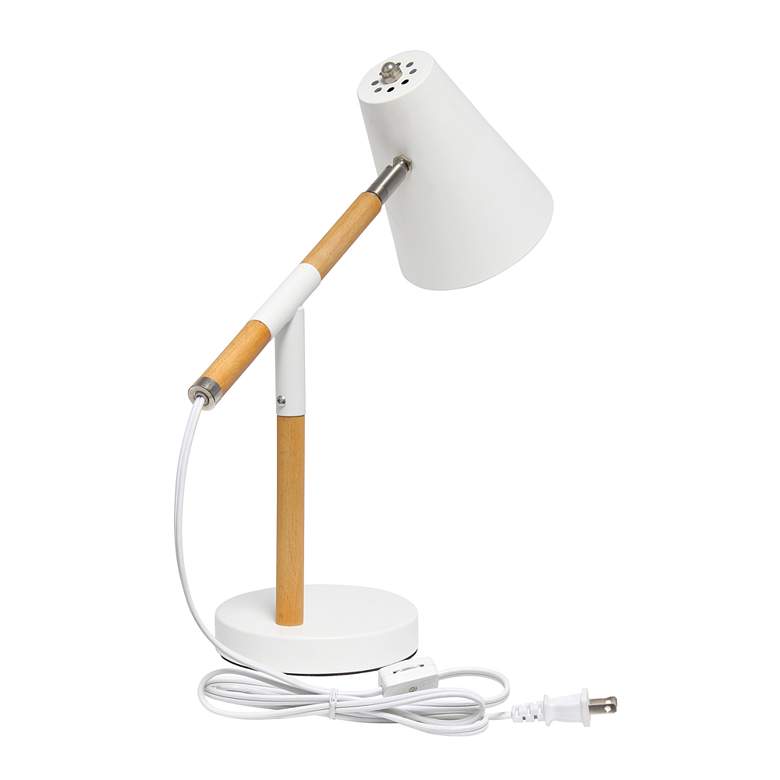 Image 6 Simple Designs 15 1/2" White and Wood Adjustable Desk Lamp more views