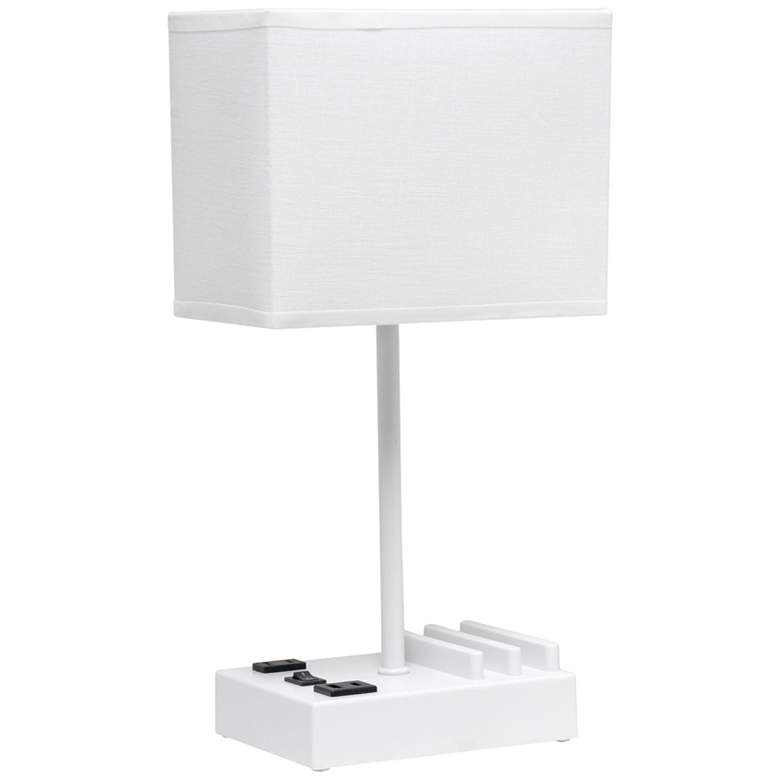 Image 2 Simple Designs 15 1/4" High White USB Accent Table Lamp