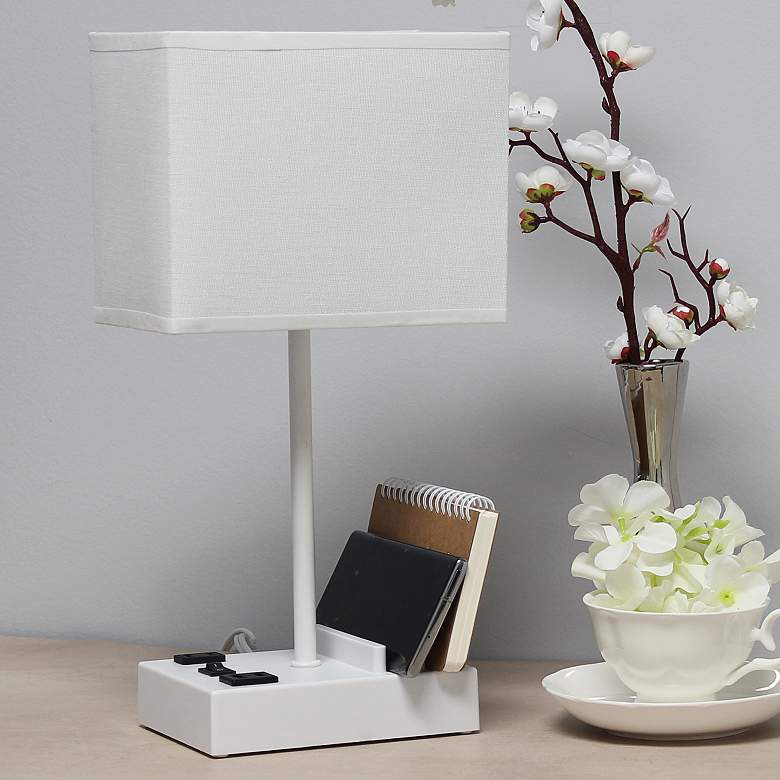 Image 1 Simple Designs 15 1/4" High White USB Accent Table Lamp
