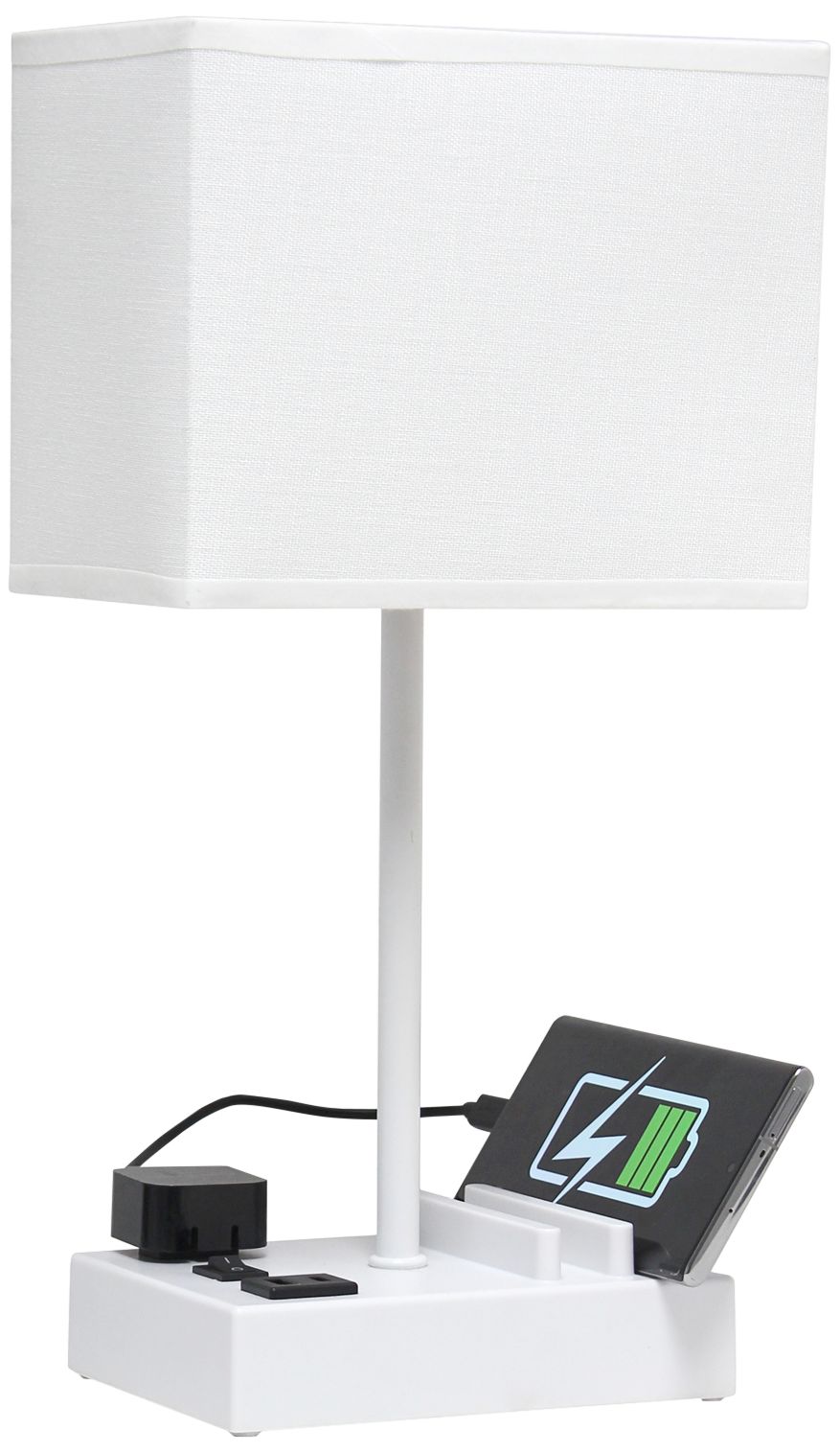 Simple Designs 15 1/4" High White USB Accent Table Lamp