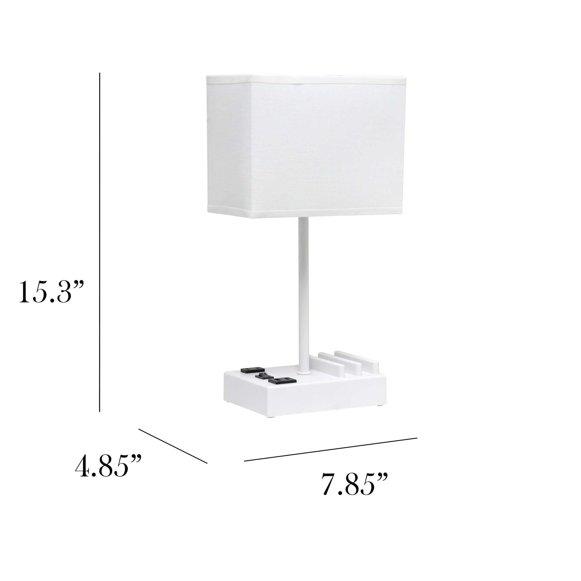Simple Designs 15 1/4" High White USB Accent Table Lamp