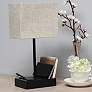 Simple Designs 15 1/4"H Black Beige USB Accent Table Lamp