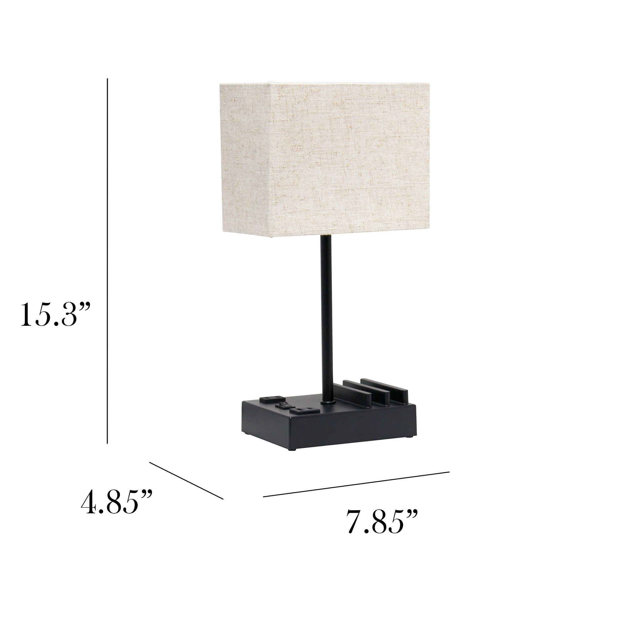 Simple Designs 15 1/4"H Black Beige USB Accent Table Lamp