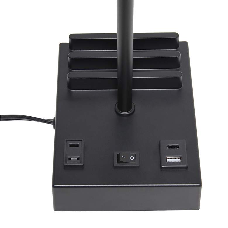 Image 7 Simple Designs 15 1/4"H Black Beige USB Accent Table Lamp more views