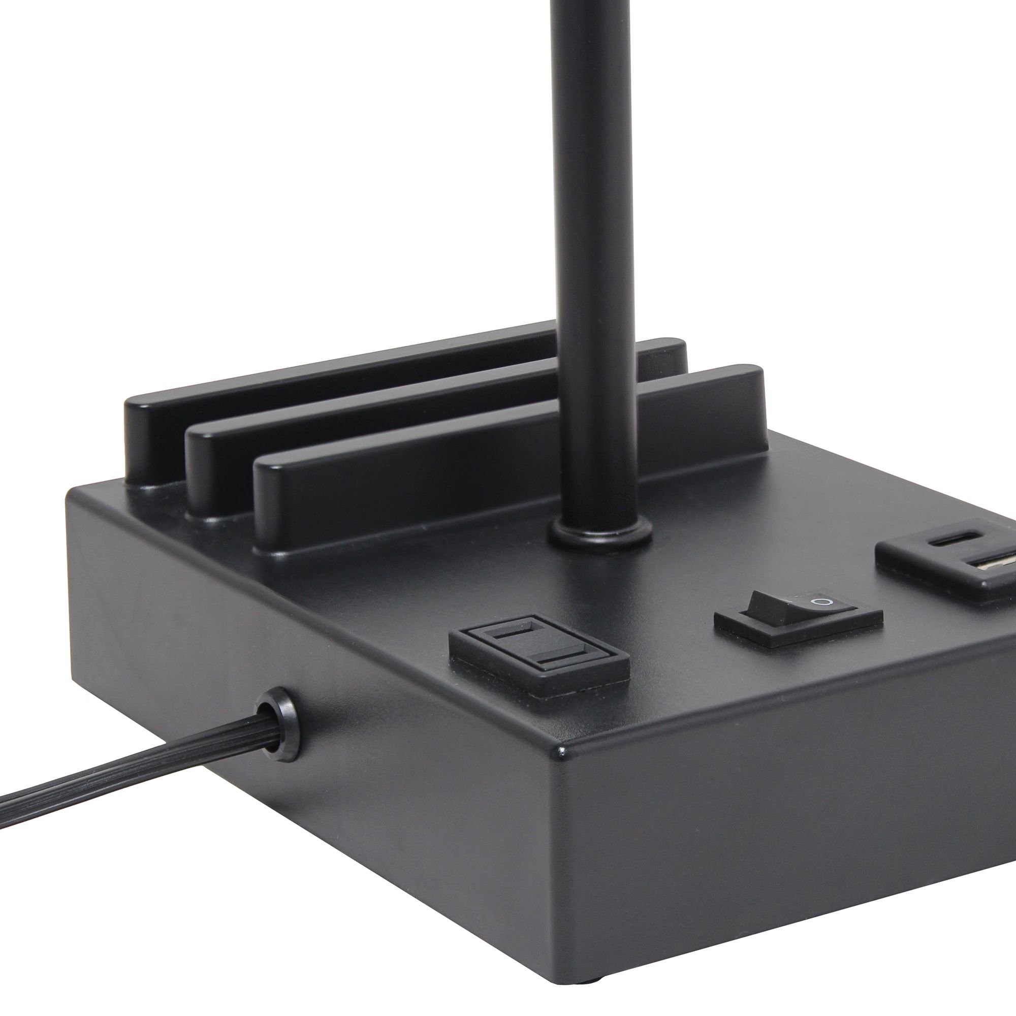 Simple Designs 15 1/4"H Black Beige USB Accent Table Lamp