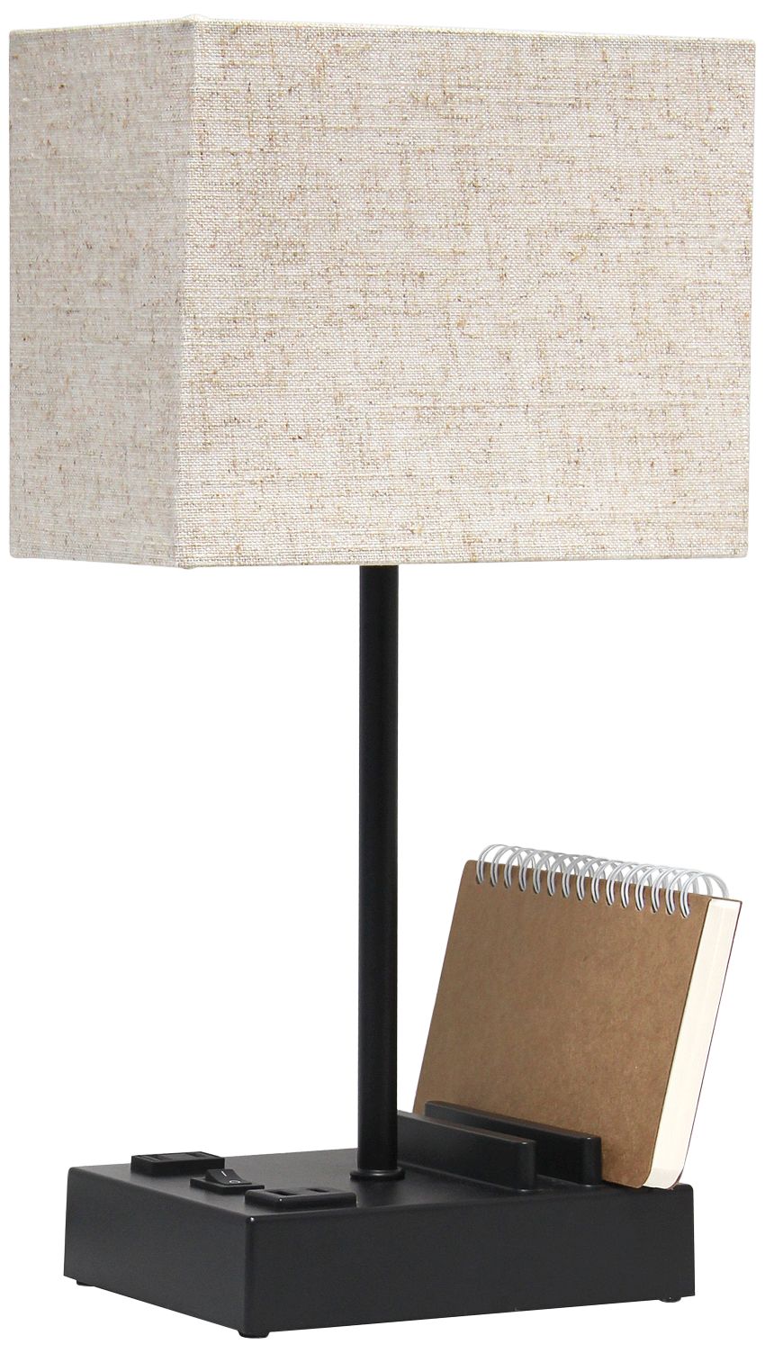 Simple Designs 15 1/4"H Black Beige USB Accent Table Lamp