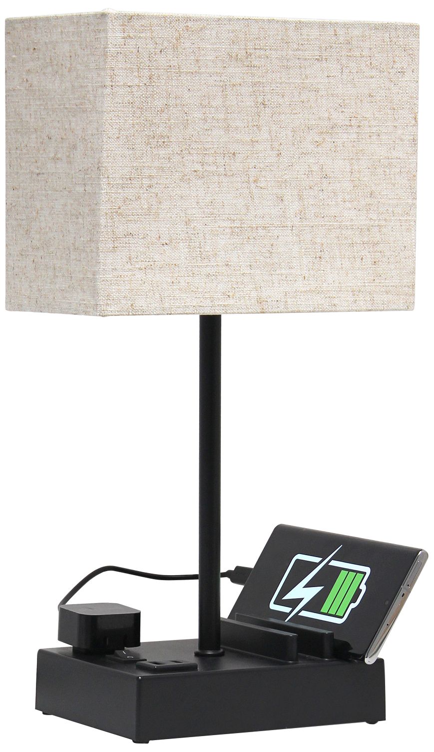 Simple Designs 15 1/4"H Black Beige USB Accent Table Lamp
