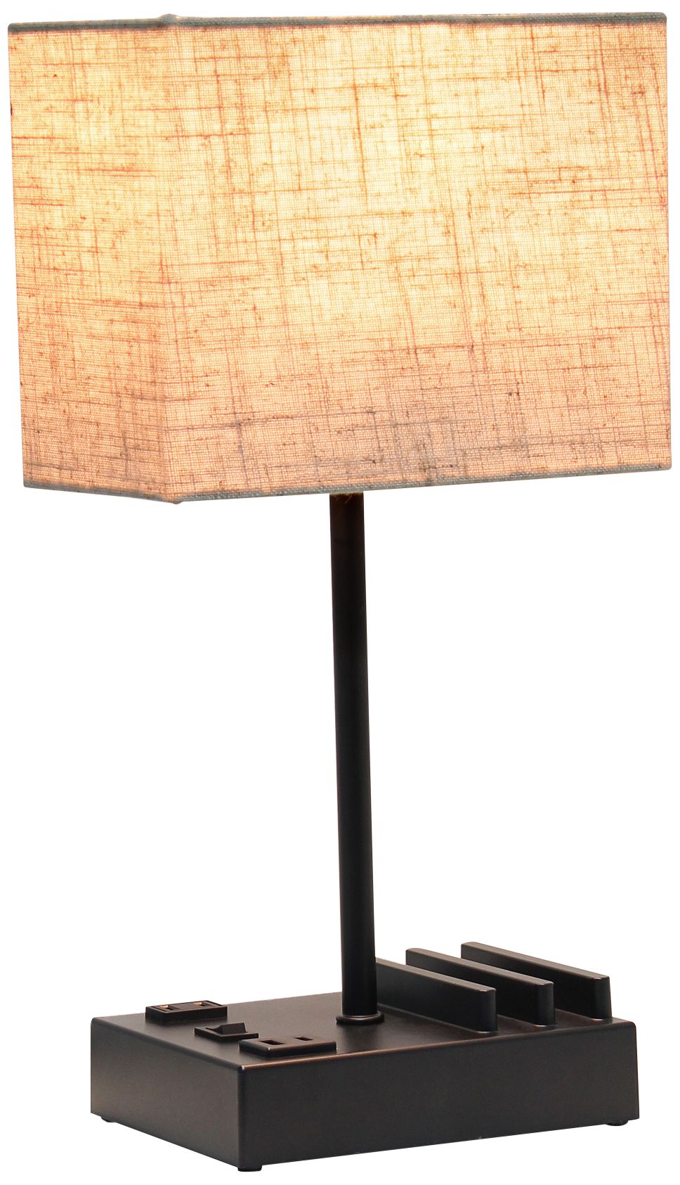 Simple Designs 15 1/4"H Black Beige USB Accent Table Lamp