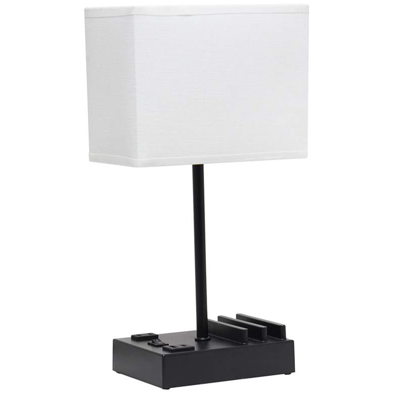 Image 2 Simple Designs 15 1/4"H Black White USB Accent Table Lamp