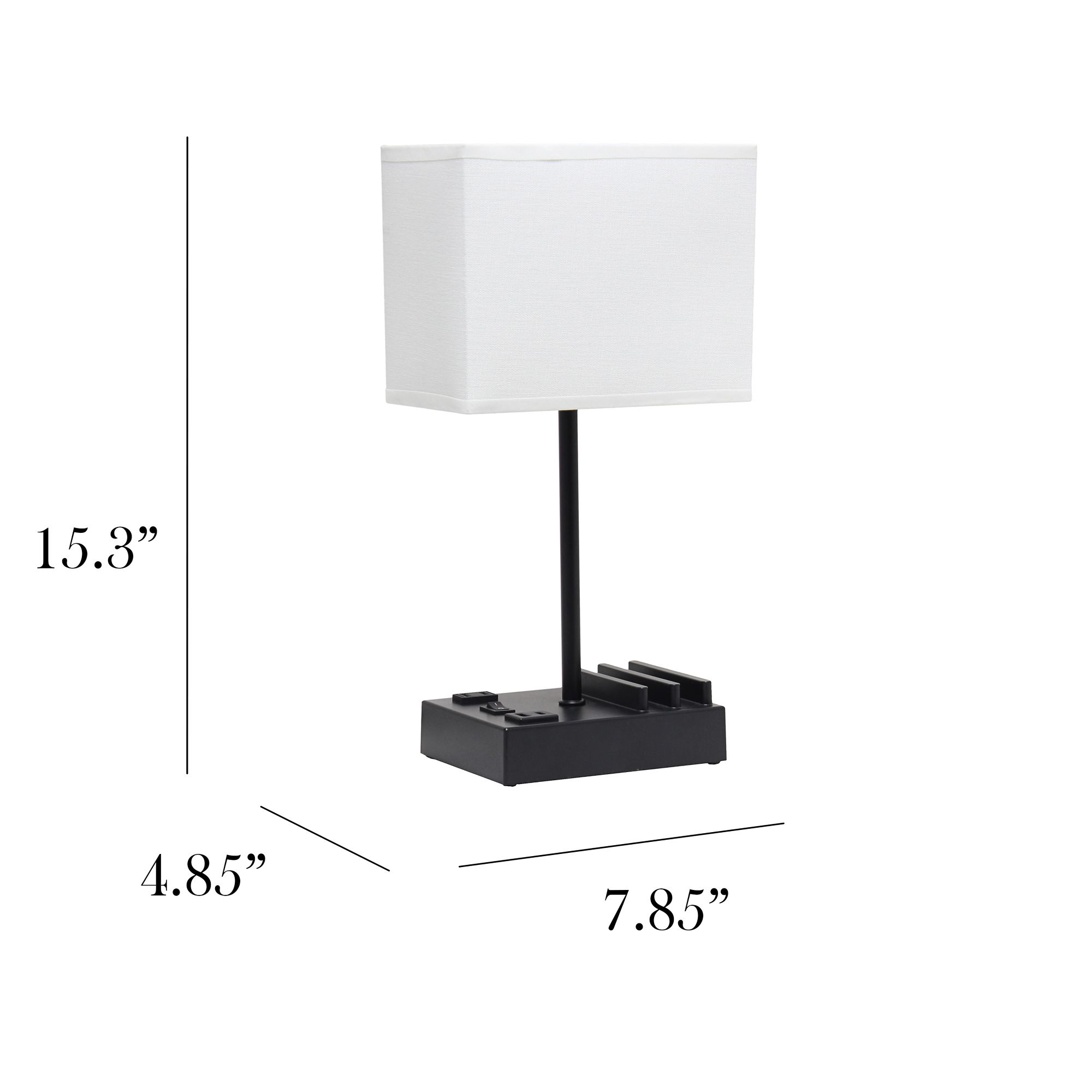 Simple Designs 15 1/4"H Black White USB Accent Table Lamp