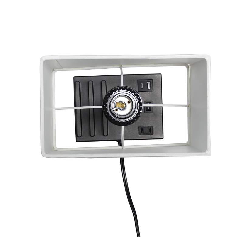 Image 5 Simple Designs 15 1/4"H Black White USB Accent Table Lamp more views