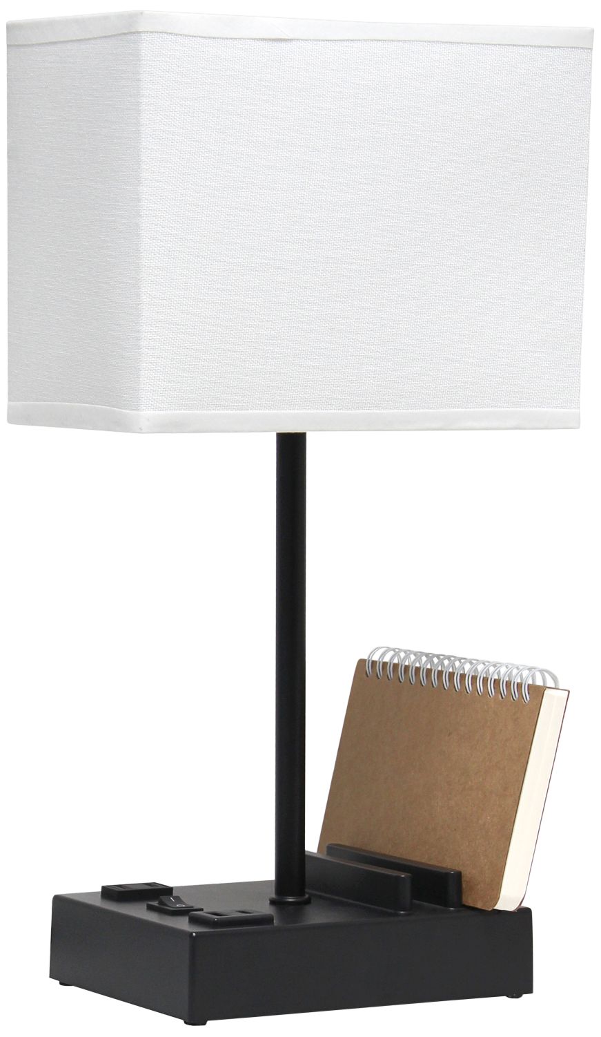 Simple Designs 15 1/4"H Black White USB Accent Table Lamp