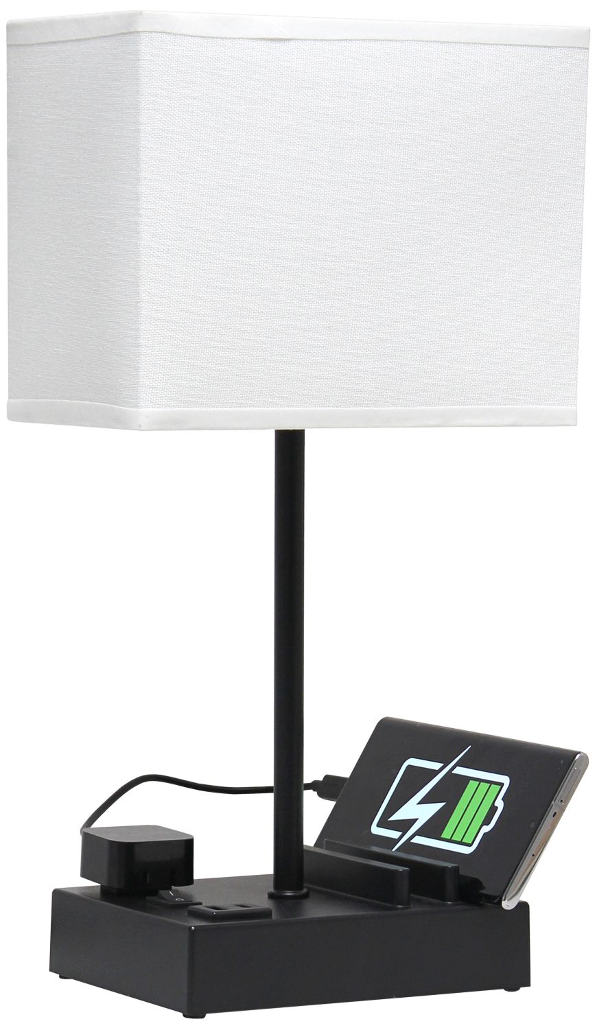 Simple Designs 15 1/4"H Black White USB Accent Table Lamp