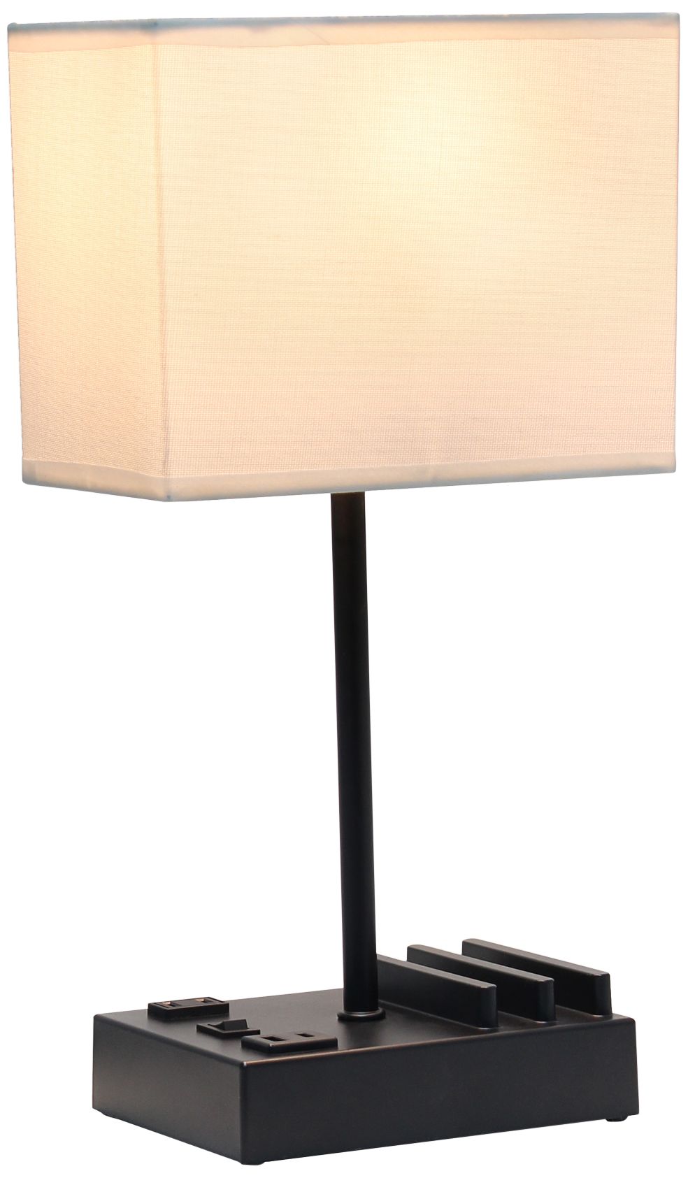 Simple Designs 15 1/4"H Black White USB Accent Table Lamp