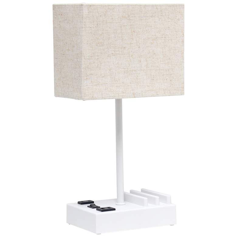 Image 2 Simple Designs 15 1/4"H White Beige USB Accent Table Lamp