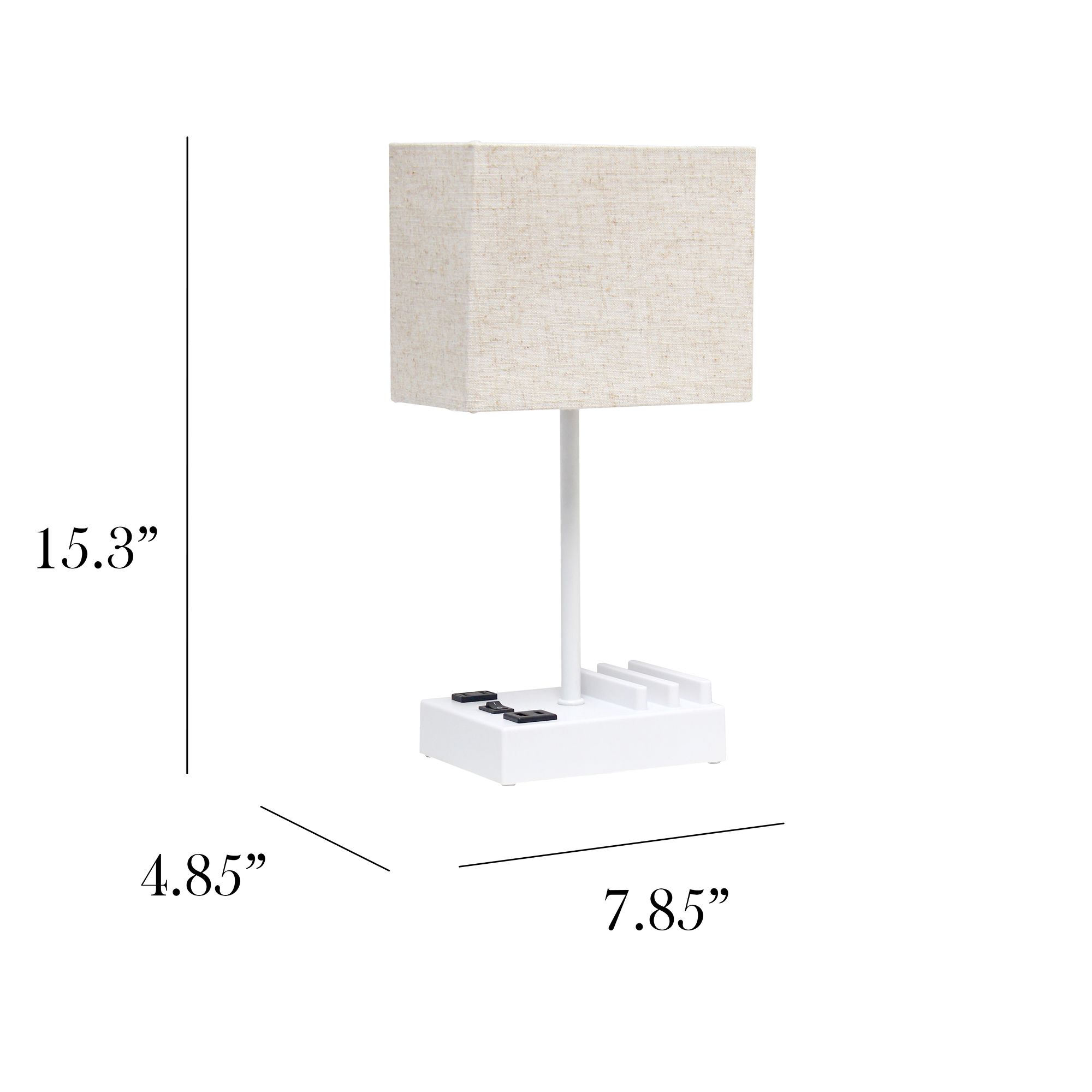 Simple Designs 15 1/4"H White Beige USB Accent Table Lamp