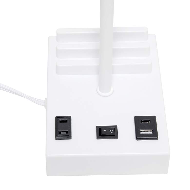 Image 7 Simple Designs 15 1/4"H White Beige USB Accent Table Lamp more views