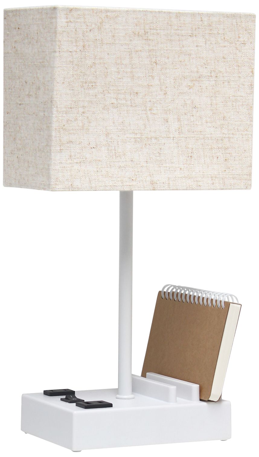 Simple Designs 15 1/4"H White Beige USB Accent Table Lamp