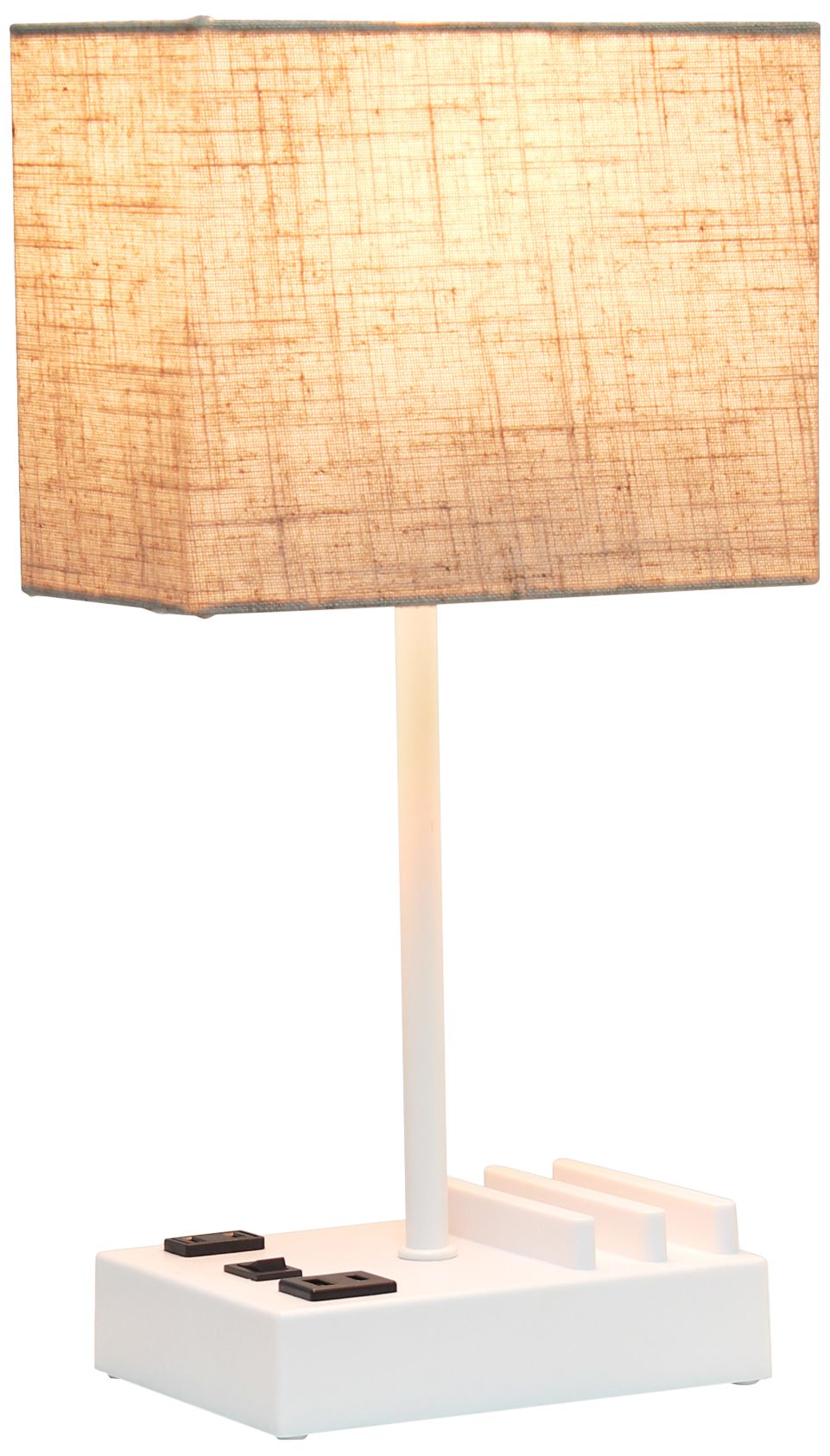 Simple Designs 15 1/4"H White Beige USB Accent Table Lamp