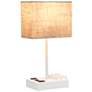 Simple Designs 15 1/4"H White Beige USB Accent Table Lamp