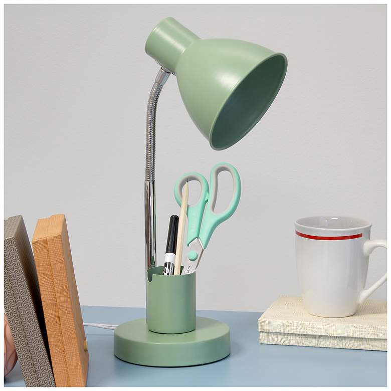 Image 1 Simple Designs 16.22" Adjustable Metal Desk Task Lamp, Organizer, Sage GRN