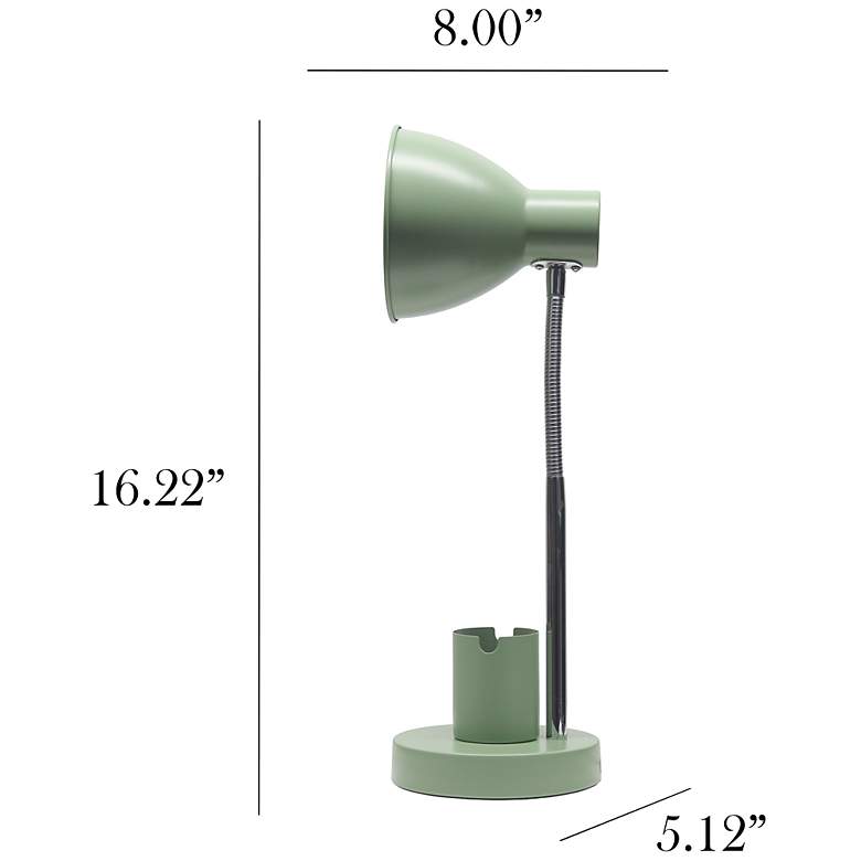 Image 5 Simple Designs 16.22" Adjustable Metal Desk Task Lamp, Organizer, Sage GRN more views