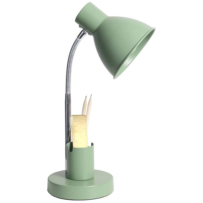 Image 7 Simple Designs 16.22" Adjustable Metal Desk Task Lamp, Organizer, Sage GRN more views