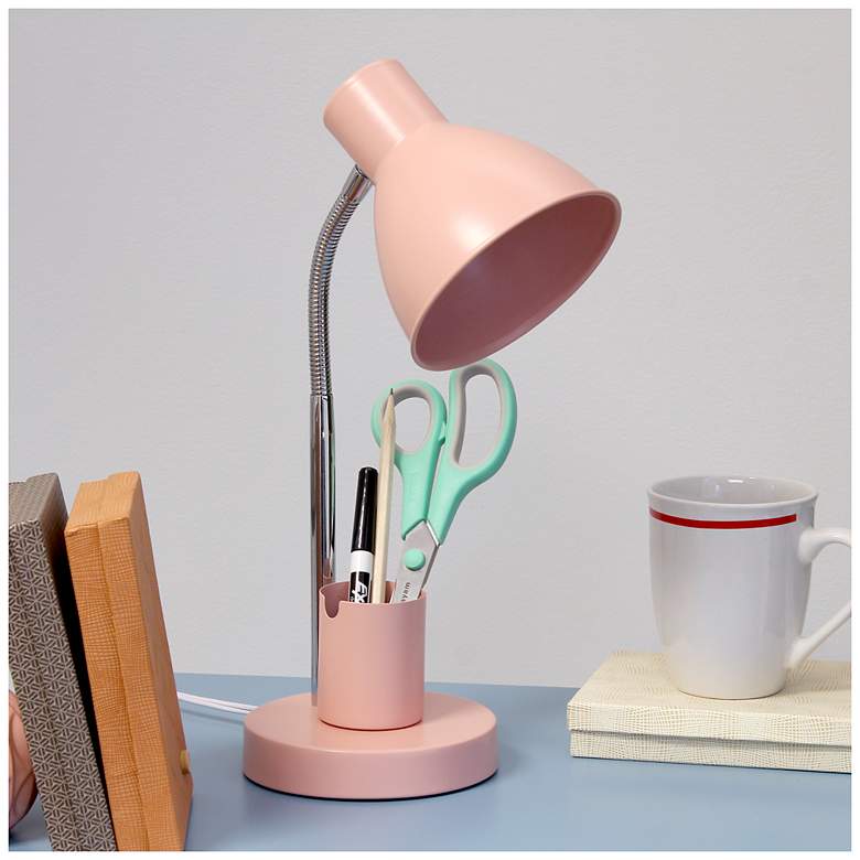 Image 1 Simple Designs 16.22" Adjustable Metal Desk Task LP, Organizer, Pink