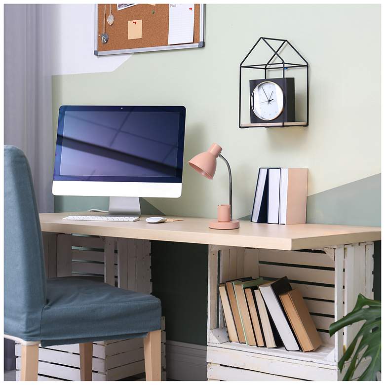 Image 6 Simple Designs 16.22" Adjustable Metal Desk Task LP, Organizer, Pink more views
