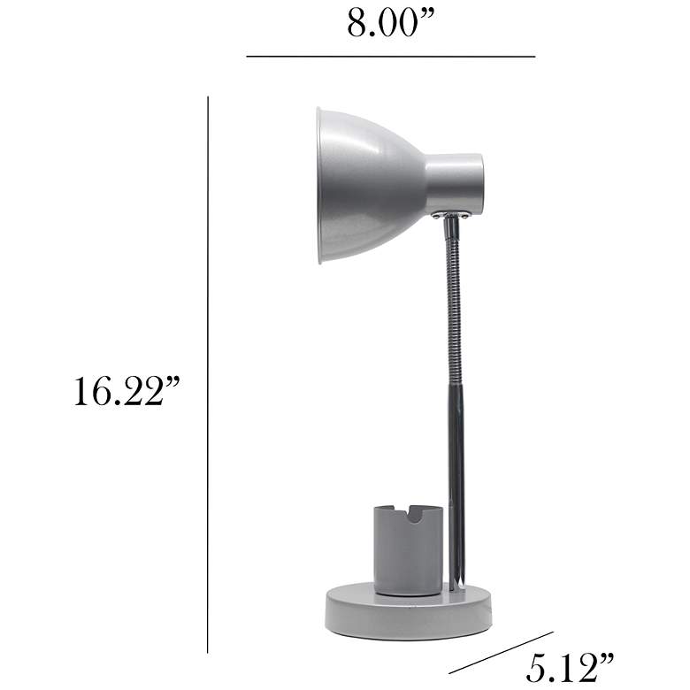 Image 5 Simple Designs 16.22" Adjustable Metal Desk Task LP, Organizer, Silver more views