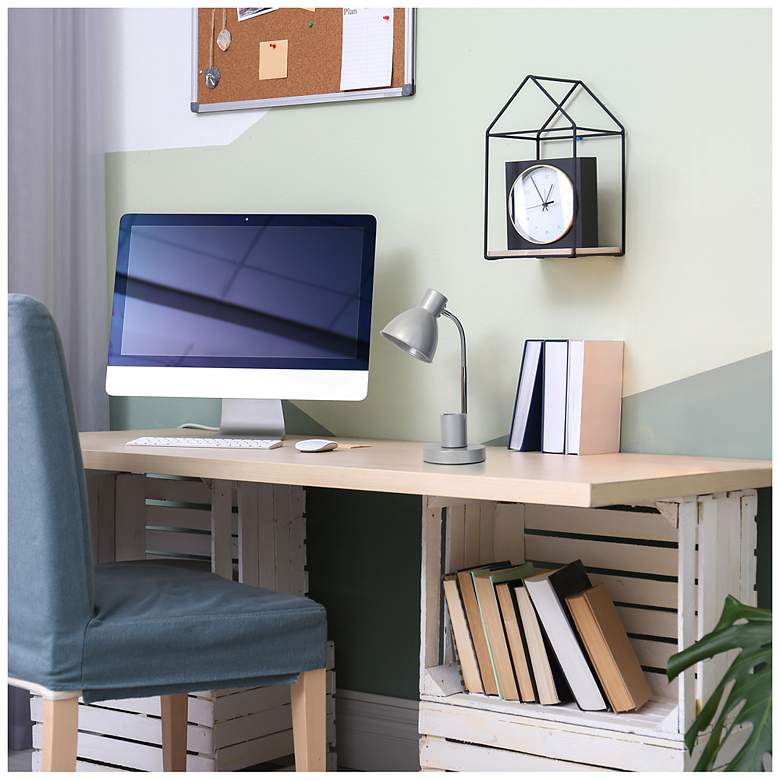 Image 6 Simple Designs 16.22" Adjustable Metal Desk Task LP, Organizer, Silver more views