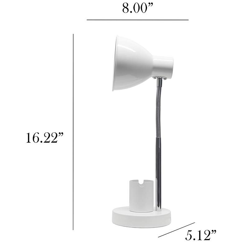 Image 5 Simple Designs 16.22" Sleek Adj Mtl Desk Task Lp, Organizer, Off Wht more views