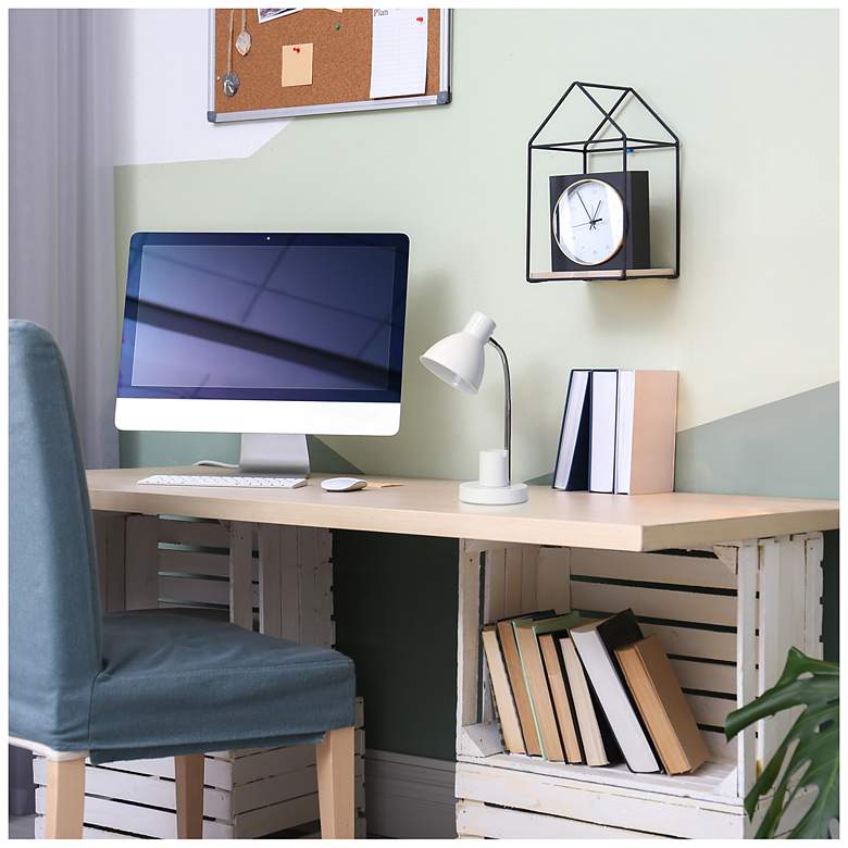Image 6 Simple Designs 16.22" Sleek Adj Mtl Desk Task Lp, Organizer, Off Wht more views