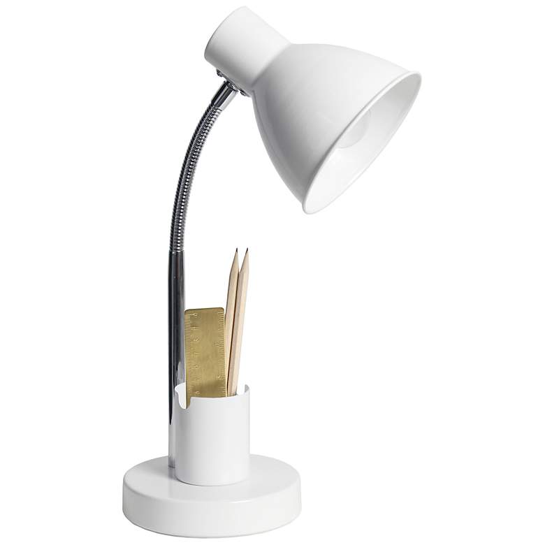 Image 7 Simple Designs 16.22" Sleek Adj Mtl Desk Task Lp, Organizer, Off Wht more views