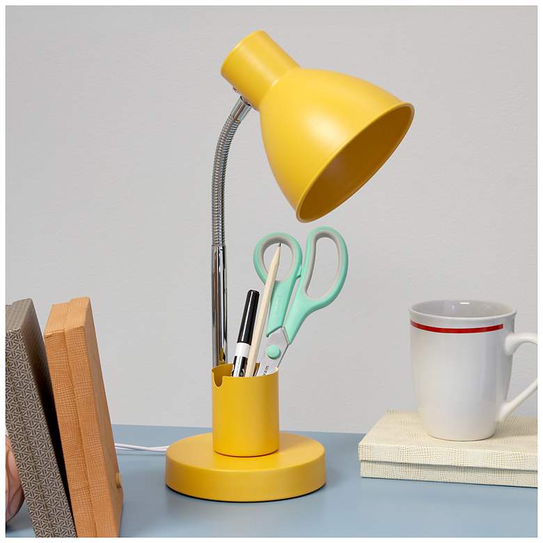 Image 1 Simple Designs 16.22" Sleek Adjustable Mtl Desk Task Lp, Organizer, Yellow