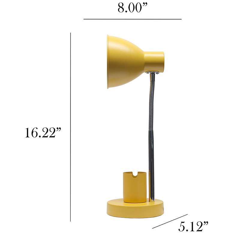 Image 5 Simple Designs 16.22" Sleek Adjustable Mtl Desk Task Lp, Organizer, Yellow more views