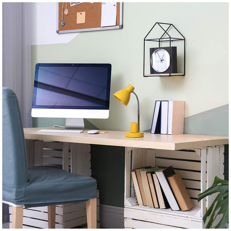 Image 6 Simple Designs 16.22" Sleek Adjustable Mtl Desk Task Lp, Organizer, Yellow more views