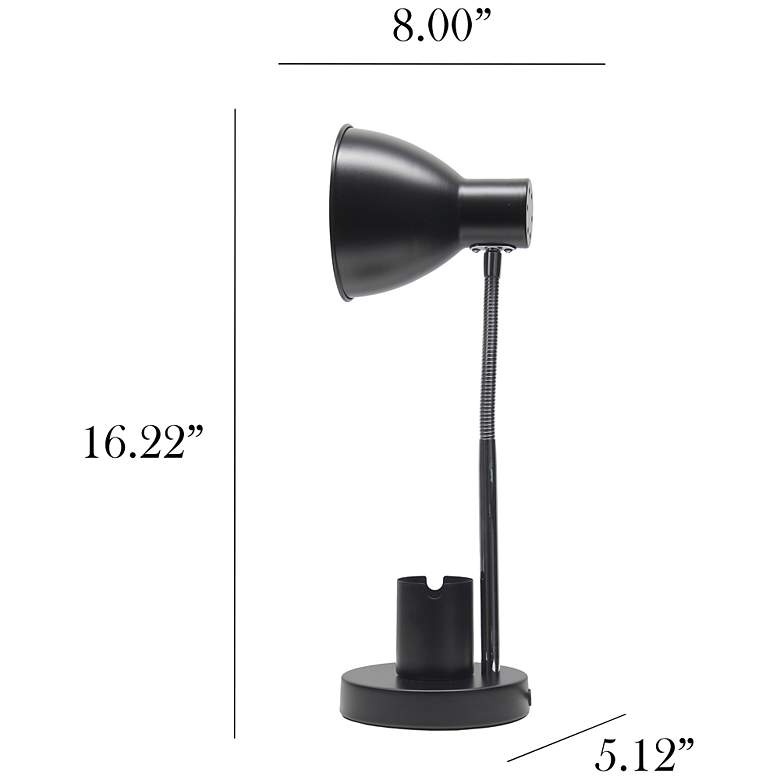Image 5 Simple Designs 16.22" Sleek Essentials Adj Mtl Desk Task LP, Organizer, BLK more views