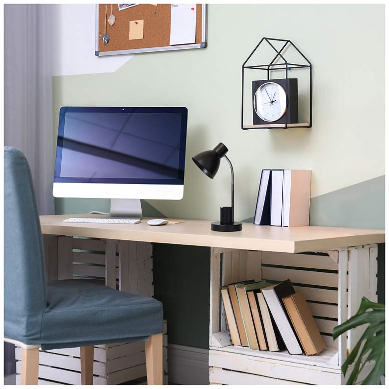 Image 6 Simple Designs 16.22" Sleek Essentials Adj Mtl Desk Task LP, Organizer, BLK more views
