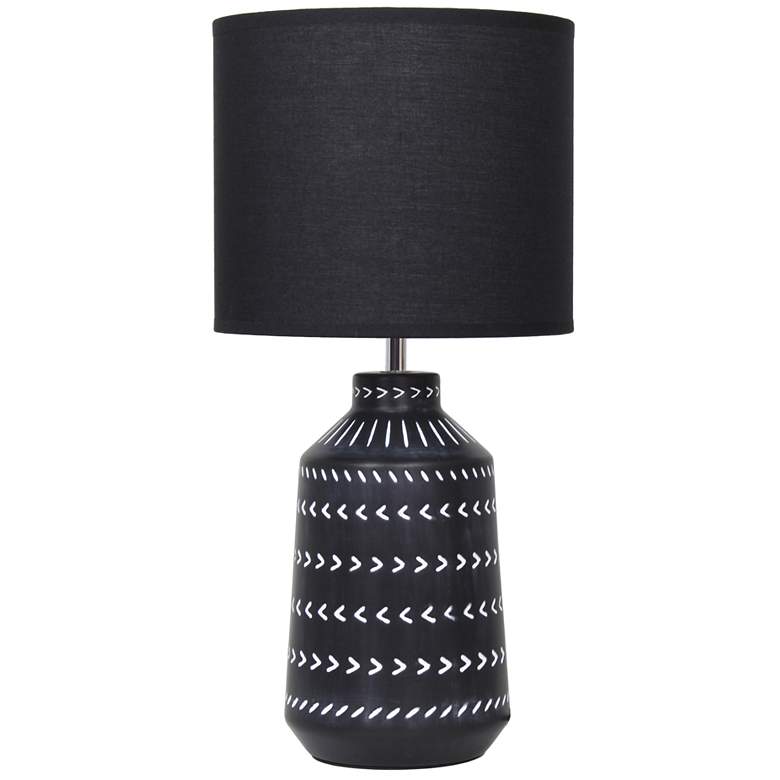 Image 2 Simple Designs 16.93" Glow & Flow Boho Patterned Ceramic Table Lamp, Black