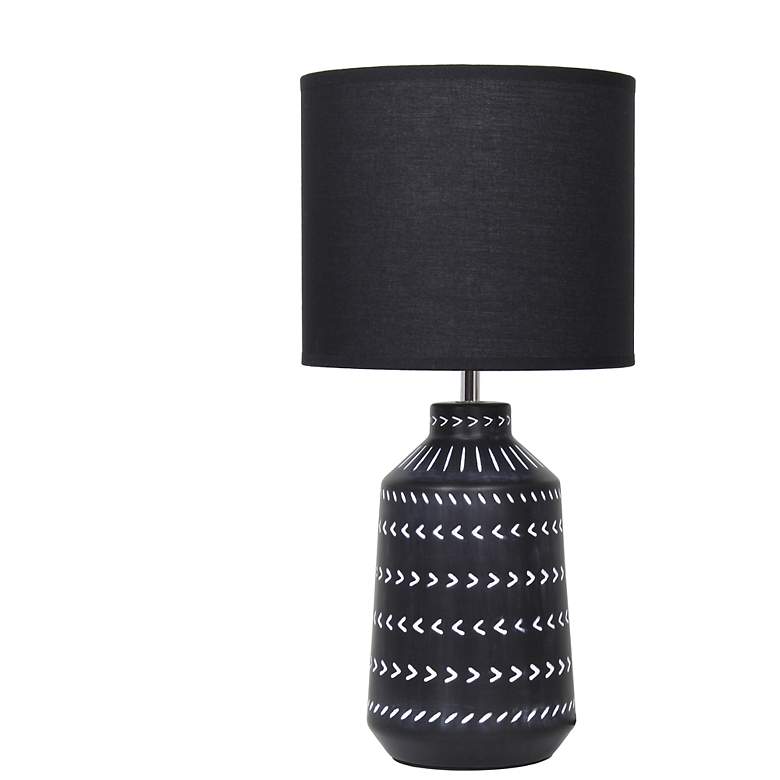Image 3 Simple Designs 16.93" Glow & Flow Boho Patterned Ceramic Table Lamp, Black more views