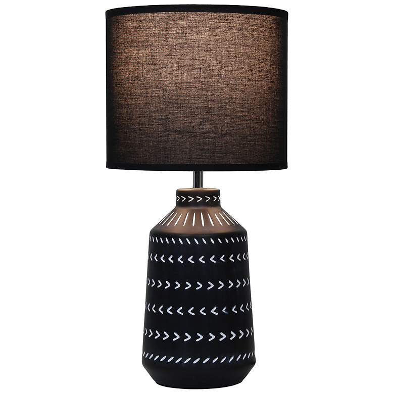 Image 4 Simple Designs 16.93" Glow & Flow Boho Patterned Ceramic Table Lamp, Black more views